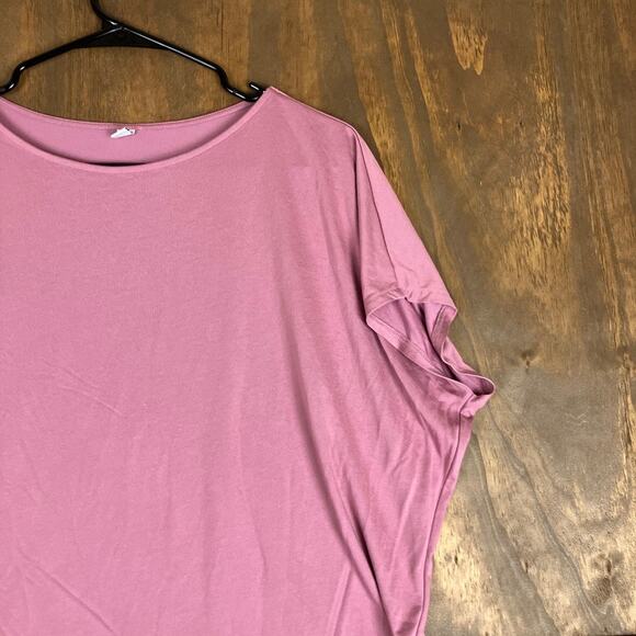 Uniqlo Womens Shirt Pink Drape Short Sleeve Seamless Boat Neck Modal Blend XL - Picture 5 of 12
